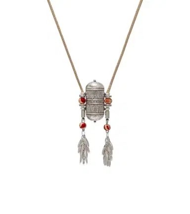 Isabel Marant Janis beaded leather-trimmed pendant necklace | Thumbnail 1