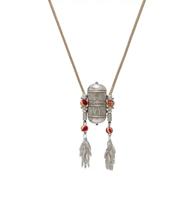 Isabel Marant Janis beaded leather-trimmed pendant necklace