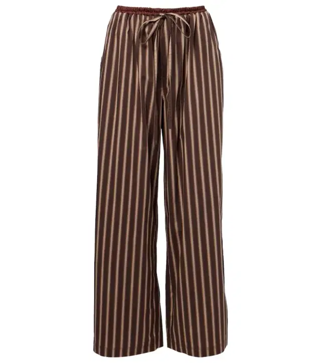 Striped cotton-blend wide-leg pants