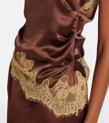 Jacques Wei Lace-trimmed draped satin camisole | Thumbnail 4 Jacques Wei Lace-trimmed draped satin camisole | Thumbnail 4