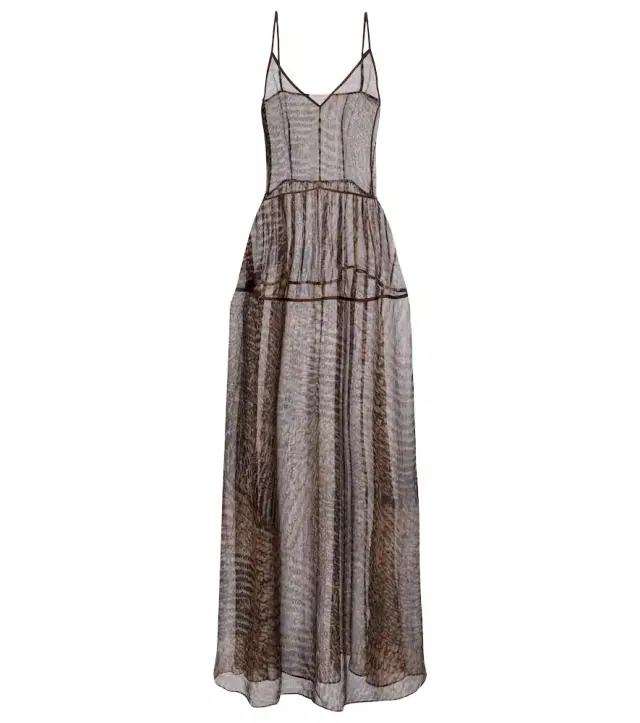 Jacques Wei Printed semi-sheer silk maxi dress