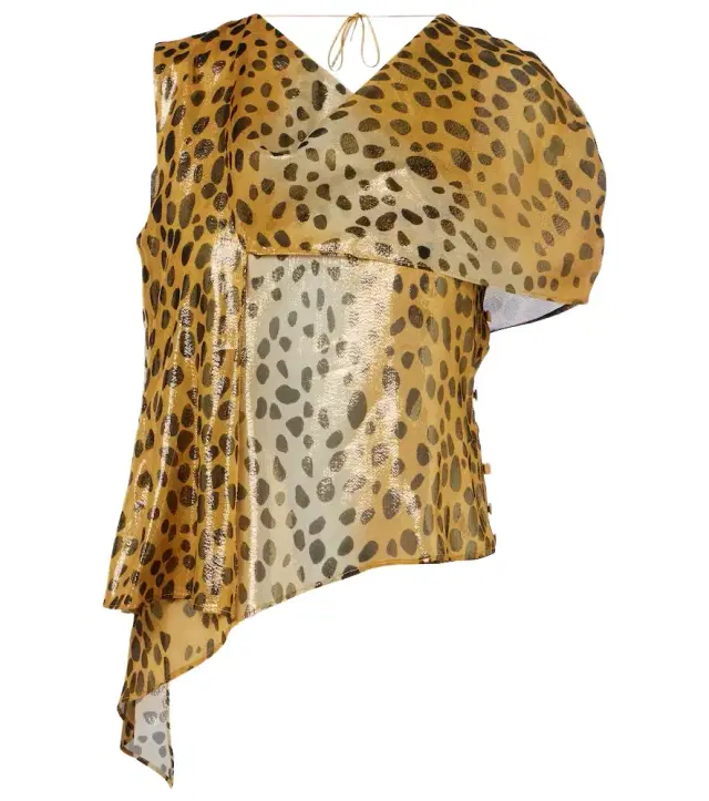 Silk-blend lamé top
