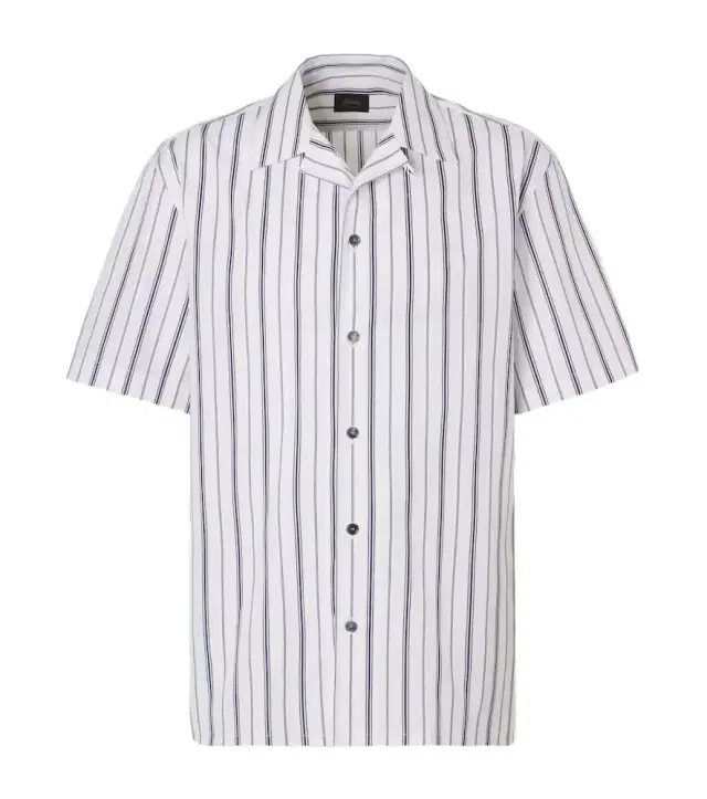 Striped cotton poplin bowling shirt