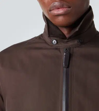 Brioni Leather-trimmed silk blouson jacket | Thumbnail 2 Brioni Leather-trimmed silk blouson jacket | Thumbnail 2