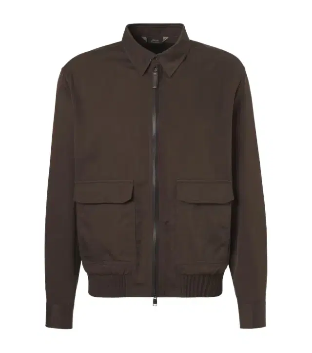 Brioni Leather-trimmed silk blouson jacket