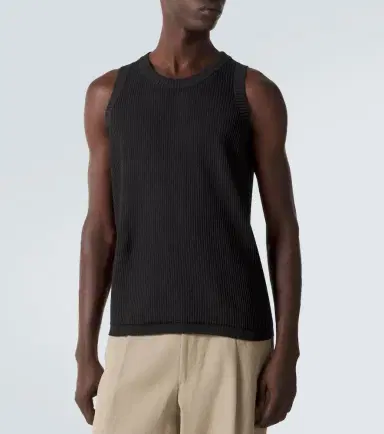 Brioni Ribbed-knit cotton, linen, and silk tank top | Thumbnail 5