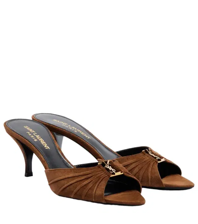 Saint Laurent Babylone Cassandre suede mules