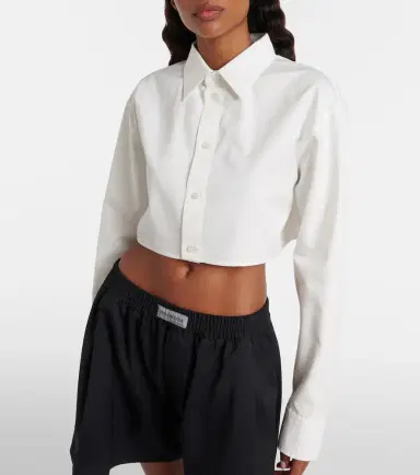 Balenciaga Cropped cotton and silk poplin shirt | Thumbnail 2 Balenciaga Cropped cotton and silk poplin shirt | Thumbnail 2
