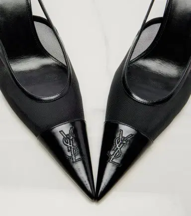 Saint Laurent Renée mesh and leather slingback pumps | Thumbnail 2