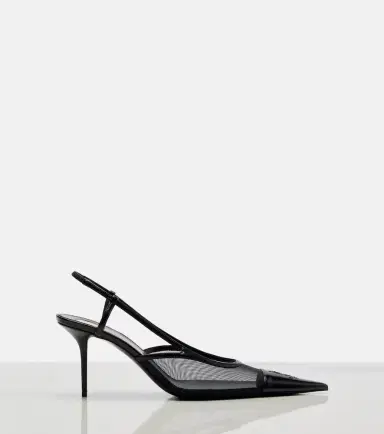 Saint Laurent Renée mesh and leather slingback pumps | Thumbnail 4