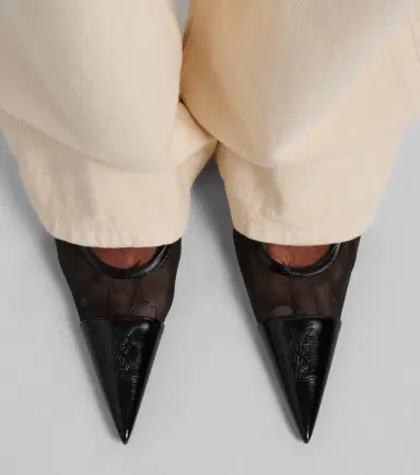 Saint Laurent Renée mesh and leather slingback pumps | Thumbnail 6