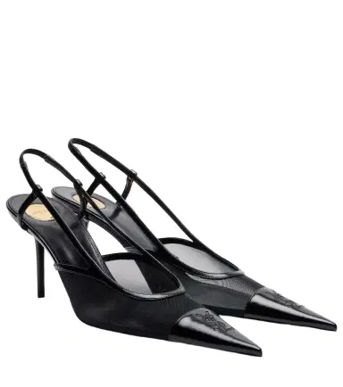Saint Laurent Renée mesh and leather slingback pumps | Thumbnail 1