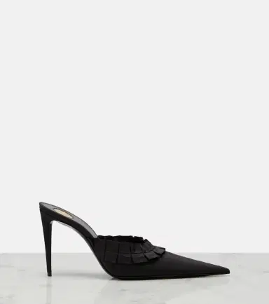 Saint Laurent Madeleine ruffled taffeta mules | Thumbnail 3 Saint Laurent Madeleine ruffled taffeta mules | Thumbnail 3