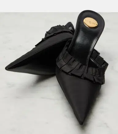 Saint Laurent Madeleine ruffled taffeta mules | Thumbnail 4 Saint Laurent Madeleine ruffled taffeta mules | Thumbnail 4