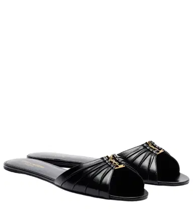 Saint Laurent Cassandre leather slides | Thumbnail 1 Saint Laurent Cassandre leather slides | Thumbnail 1
