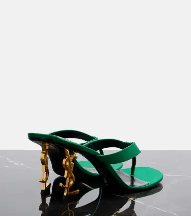 Saint Laurent Opyum Cassandre crêpe satin thong sandals | Thumbnail 2