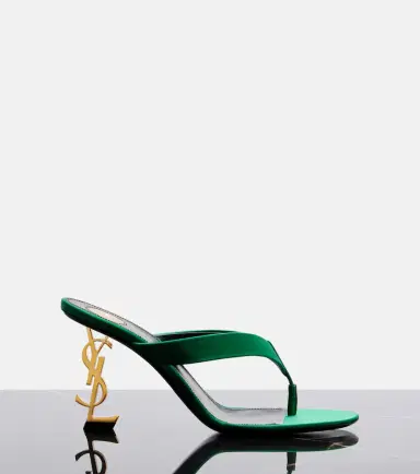 Saint Laurent Opyum Cassandre crêpe satin thong sandals | Thumbnail 4