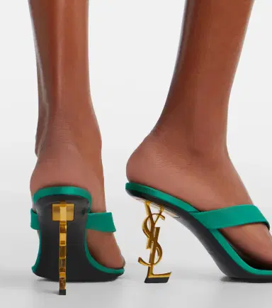 Saint Laurent Opyum Cassandre crêpe satin thong sandals | Thumbnail 6