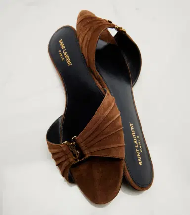 Saint Laurent Cassandre suede slides | Thumbnail 4 Saint Laurent Cassandre suede slides | Thumbnail 4