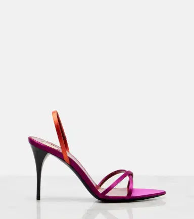 Saint Laurent Justify crêpe satin slingback sandals | Thumbnail 2