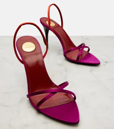 Saint Laurent Justify crêpe satin slingback sandals | Thumbnail 3