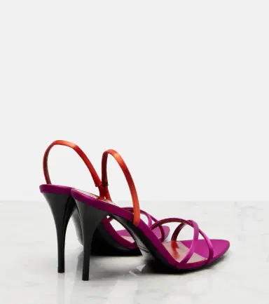 Saint Laurent Justify crêpe satin slingback sandals | Thumbnail 4
