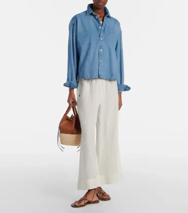 Polo Ralph Lauren Cropped linen and cotton wide-leg pants | Thumbnail 6