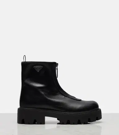 Prada Leather platform ankle boots | Thumbnail 4