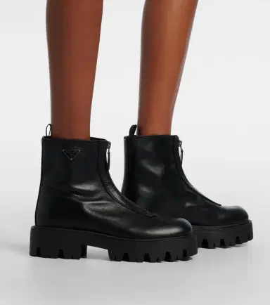 Prada Leather platform ankle boots | Thumbnail 6
