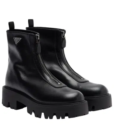 Prada Leather platform ankle boots | Thumbnail 1