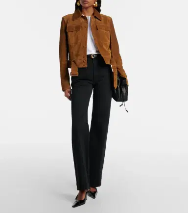 Saint Laurent Belted cropped suede jacket | Thumbnail 4