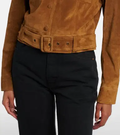 Saint Laurent Belted cropped suede jacket | Thumbnail 5