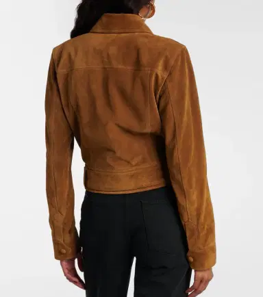 Saint Laurent Belted cropped suede jacket | Thumbnail 6