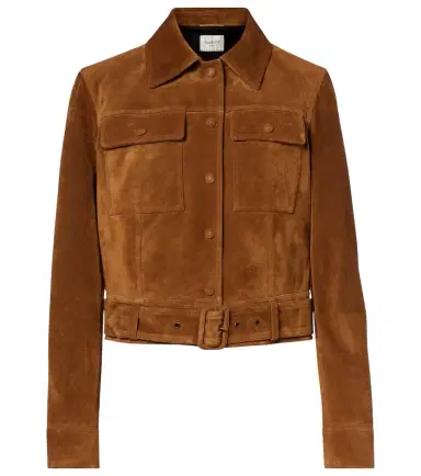 Saint Laurent Belted cropped suede jacket | Thumbnail 1