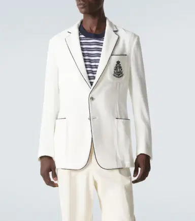 Ralph Lauren Purple Label Embroidered cotton terry blazer | Thumbnail 3