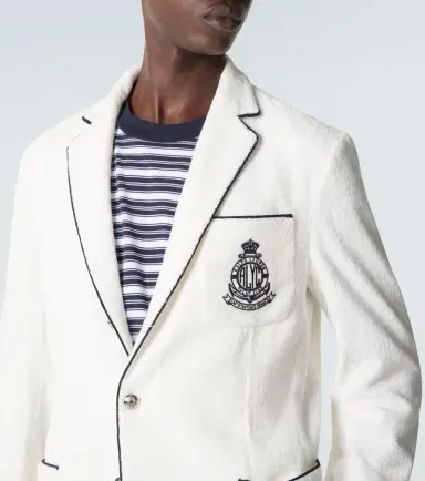 Ralph Lauren Purple Label Embroidered cotton terry blazer | Thumbnail 7
