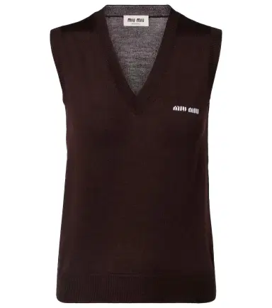 Miu Miu Logo virgin wool sweater vest | Thumbnail 1 Miu Miu Logo virgin wool sweater vest | Thumbnail 1