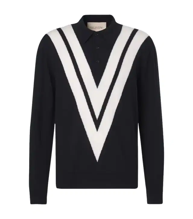 Virgin wool polo sweater
