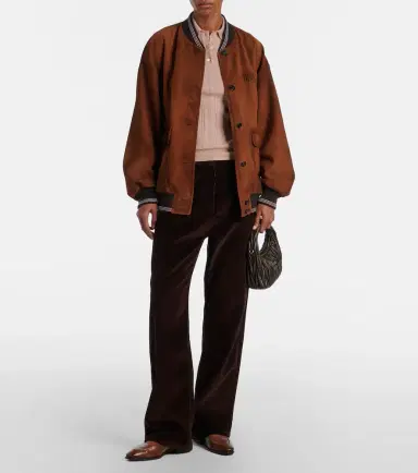 Miu Miu Logo suede blouson jacket | Thumbnail 2 Miu Miu Logo suede blouson jacket | Thumbnail 2
