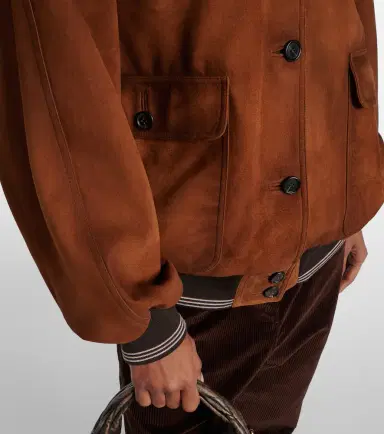 Miu Miu Logo suede blouson jacket | Thumbnail 5 Miu Miu Logo suede blouson jacket | Thumbnail 5