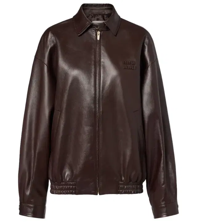 Logo leather jacket