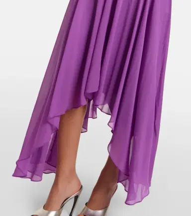 DE LA VALI Mystica asymmetric georgette midi dress | Thumbnail 2