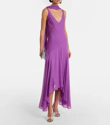 DE LA VALI Mystica asymmetric georgette midi dress | Thumbnail 3