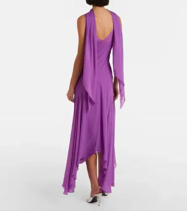DE LA VALI Mystica asymmetric georgette midi dress | Thumbnail 5