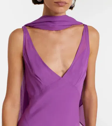 DE LA VALI Mystica asymmetric georgette midi dress | Thumbnail 7