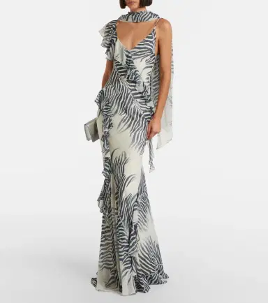De La Vali Mayara zebra-print georgette maxi dress | Thumbnail 6