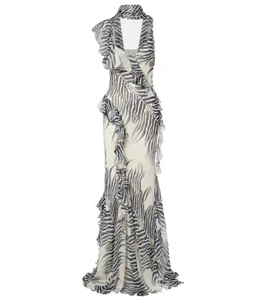De La Vali Mayara zebra-print georgette maxi dress | Thumbnail 1