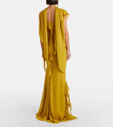 De La Vali Mayara ruffled georgette gown | Thumbnail 4