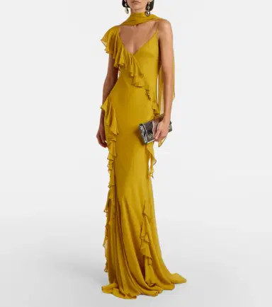De La Vali Mayara ruffled georgette gown | Thumbnail 7