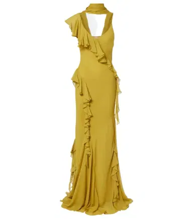 De La Vali Mayara ruffled georgette gown | Thumbnail 1